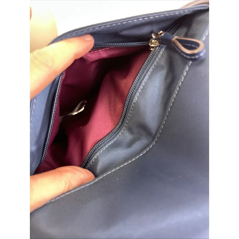 TUMI Voyageur Q Tote Bag Navy‎ Nylon Double Leather Straps Travel Quality Large